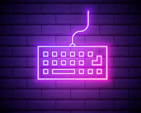 Keyboard neon icon. Simple thin line, outline vector of computer parts icons  Stock Illustration