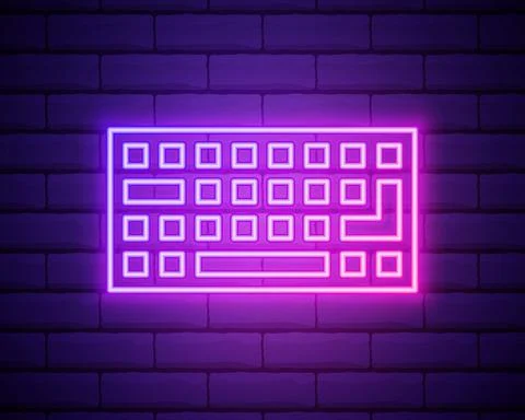 Keyboard neon icon. Simple thin line, outline vector of computer parts icons  Stock Illustration