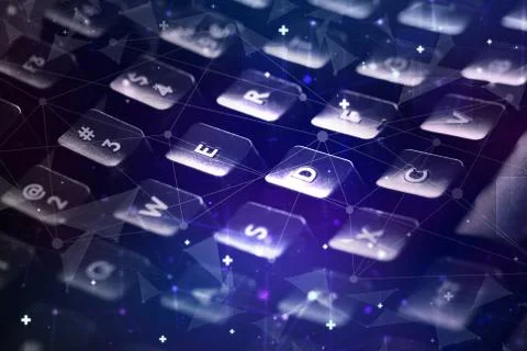 Keyboard with network concept Stock Photos