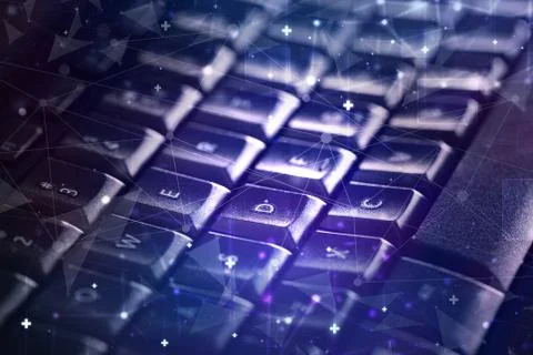 Keyboard with network concept Stock Photos