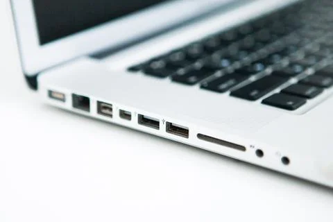 Keyboard of notebook on light background, close up Stock Photos