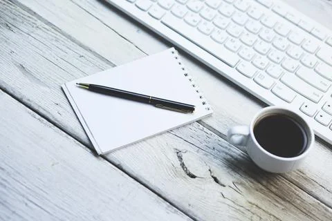 Keyboard with notepad Stock Photos