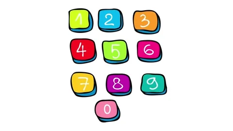Keyboard numbers close up with each number painted with a different bright color Stock-Footage 132071332