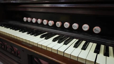 The Keyboard of an Old Harpsichord Video stock 258151064