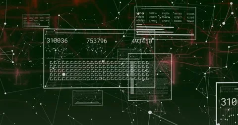 Keyboard outline fading in view, numeric labels updating and panels emerging for Stock Footage 310971796
