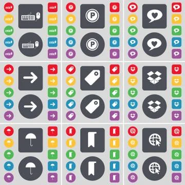 Keyboard, Parking, Chat bubble, Arrow right, Tag, Dropbox, Umbrella, Marker, Web イラスト素材