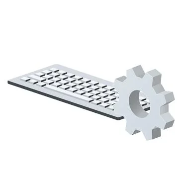 Keyboard for personal computer with gear icon Settings icon or instruction Stock Illustration