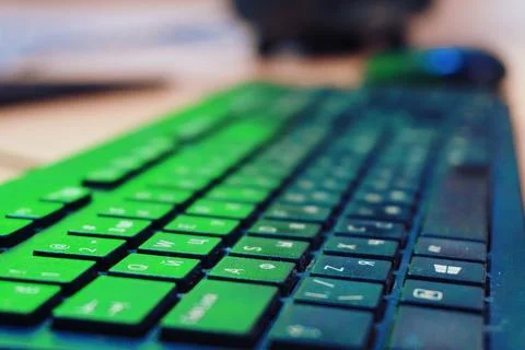 Keyboard of a Personal Computer on a Working Table. Stock Photos