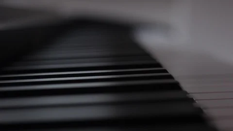 Keyboard Of Piano. Changing Focus On Keys. Close Up Stock Footage 93584120