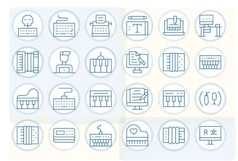 Keyboard Pixel Optimized Vector Set with 24 64x64 Thin Line Icons 스톡 일러스트