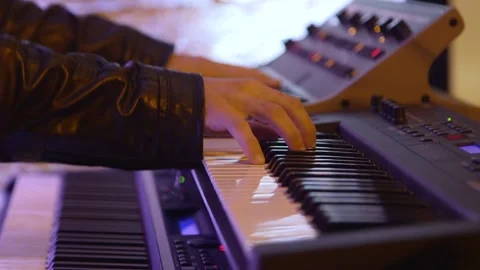 Keyboard Player Hands Close Up Stock Footage 154512717
