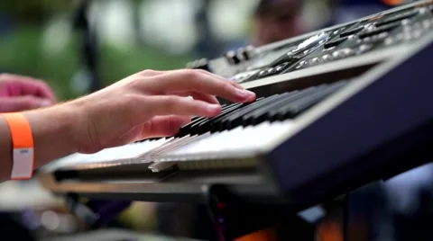 Keyboard players hands Stock Footage 56346925