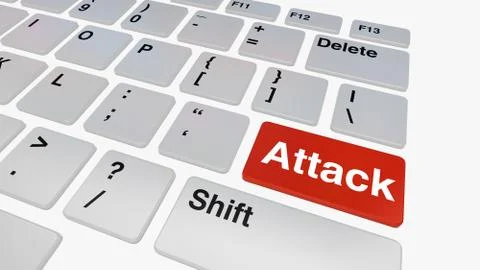 Keyboard with red attack button Illustrazione stock