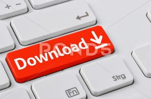 A keyboard with a red button - Download Stock Photos