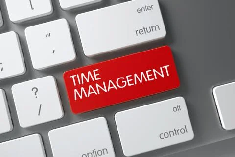 Keyboard with Red Key - Time Management. 3D Stock Illustration