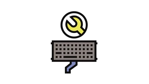 Keyboard replacement repair computer color icon animation Stock Footage 326106512