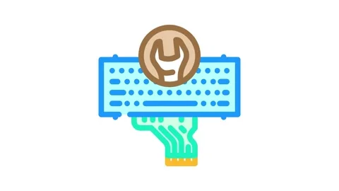 Keyboard replacement repair computer color icon animation Stock Footage 327265639