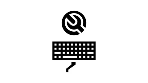 Keyboard replacement repair computer glyph icon animation Stock Footage 326153394