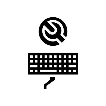 Keyboard replacement repair computer glyph icon vector illustration 스톡 일러스트