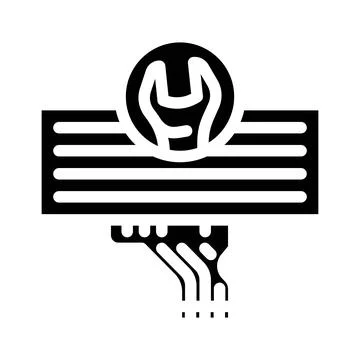 Keyboard replacement repair computer glyph icon vector illustration Stock Illustration
