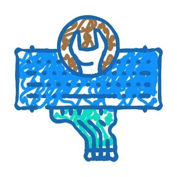 Keyboard replacement repair computer icon doodle illustration Stock Illustration