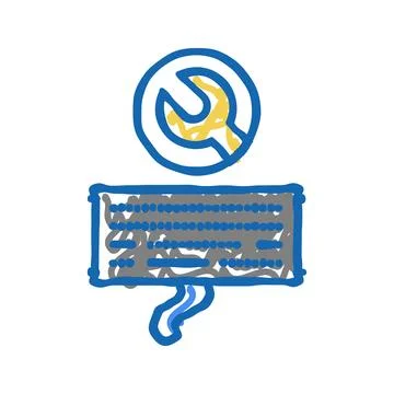 Keyboard replacement repair computer icon doodle illustration Illustrazione stock