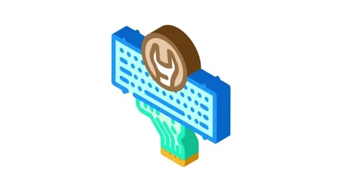 Keyboard replacement repair computer isometric icon animation Video stock 327288202