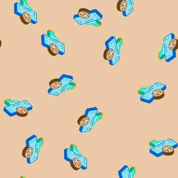 Keyboard replacement repair computer isometric icon seamless pattern イラスト素材