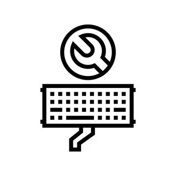 Keyboard replacement repair computer line icon vector illustration イラスト素材