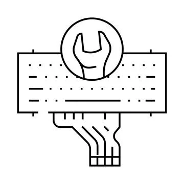 Keyboard replacement repair computer line icon vector illustration Illustrazione stock