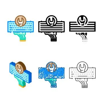 Keyboard replacement repair computer modern color icon vector イラスト素材