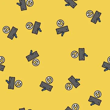 Keyboard replacement repair computer vector seamless pattern 库存插图