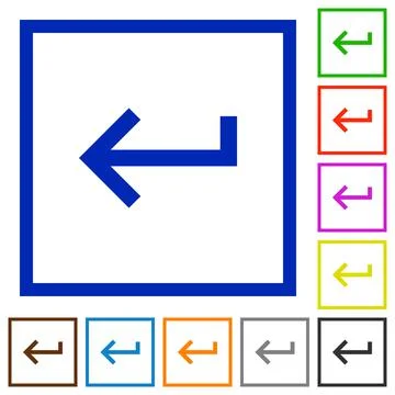 Keyboard return flat framed icons Stock Illustration