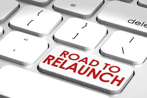 Keyboard with road to relaunch word Stock Illustration