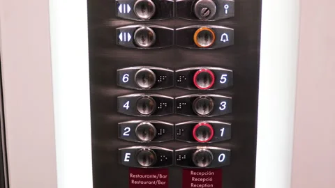 Keyboard for selecting a floor in the hotel elevator.   Stock Footage 204140993