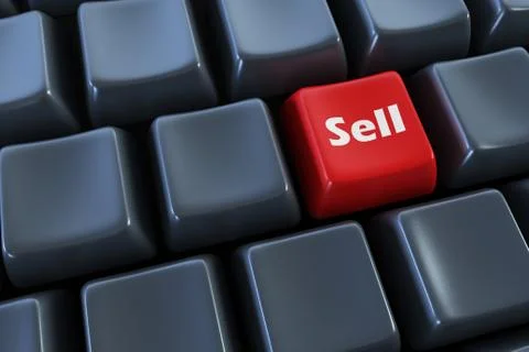 Keyboard with "sell" button 3d rendering Stock Illustration