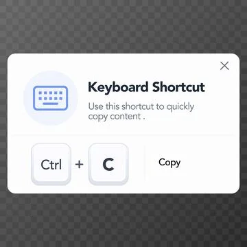 Keyboard shortcut copy Ctrl C popup interface. vector illustration Illustrazione stock