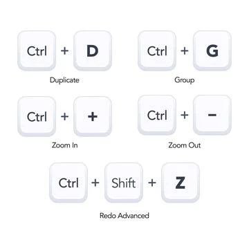 Keyboard shortcuts Ctrl D G plus minus Shift Z set. vector illustration Illustrazione stock