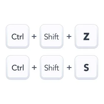 Keyboard shortcuts Ctrl Shift Z and Ctrl Shift S keys vector illustration Illustrazione stock
