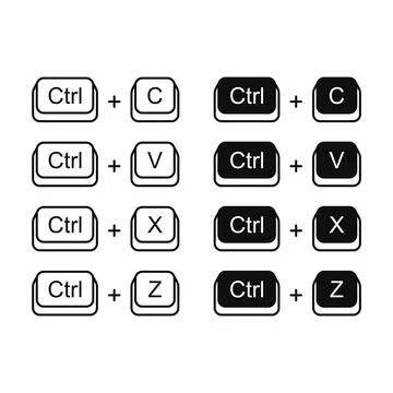Keyboard Shortcuts Set. Cut Copy Paste and Undo. Vector 库存插图
