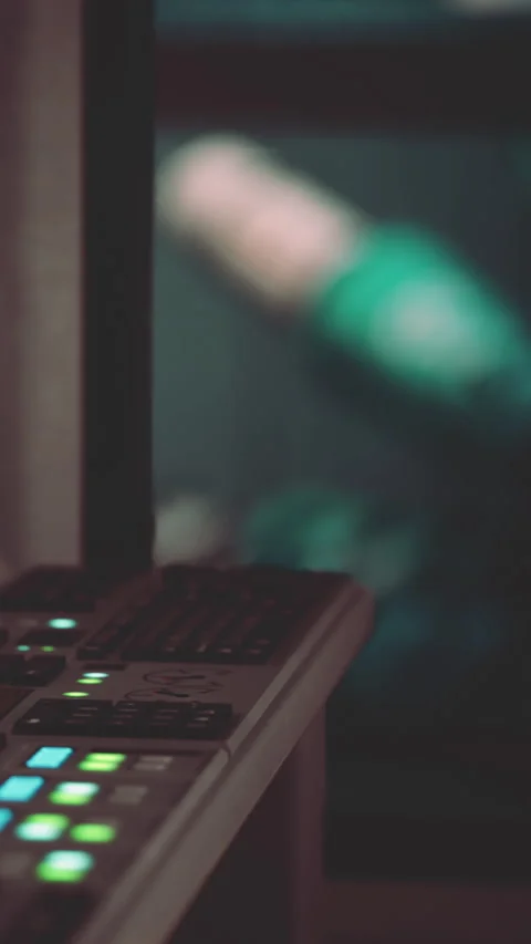 A keyboard is shown with bright colored buttons Stock Footage 338387650