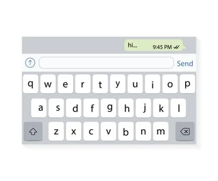 Keyboard of smartphone, alphabet buttons. Vector isolated realistic flat Stock Illustration