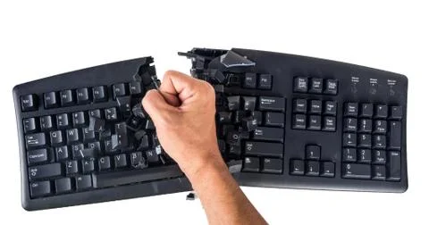 Keyboard smashed by angry user Stock-Fotos
