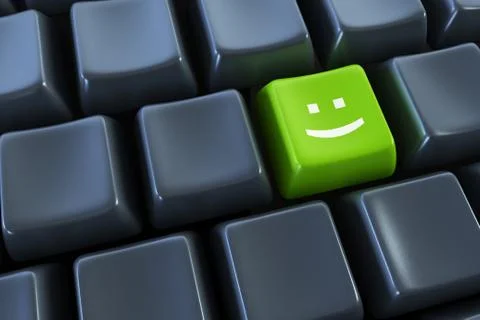 Keyboard with smile button Stock Photos
