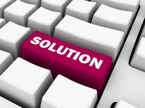 Keyboard with solution text on red button Stock Illustration