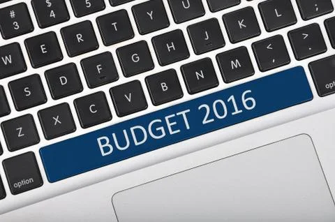 Keyboard space bar button written word budget 2016 Stock Photos