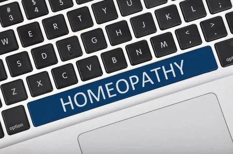 Keyboard space bar button written word homeopathy Foto stock