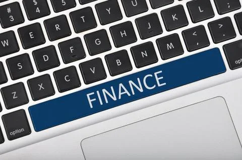 Keyboard space bar button written word finance Foto stock