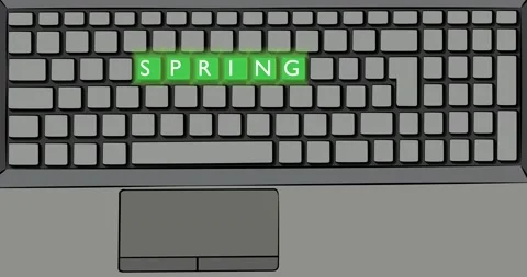 Keyboard with Spring word Video stock 171963753