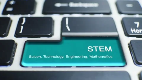 Keyboard STEM Science Technology Engineering Mathematics Button Pressed Stock Footage 246650984